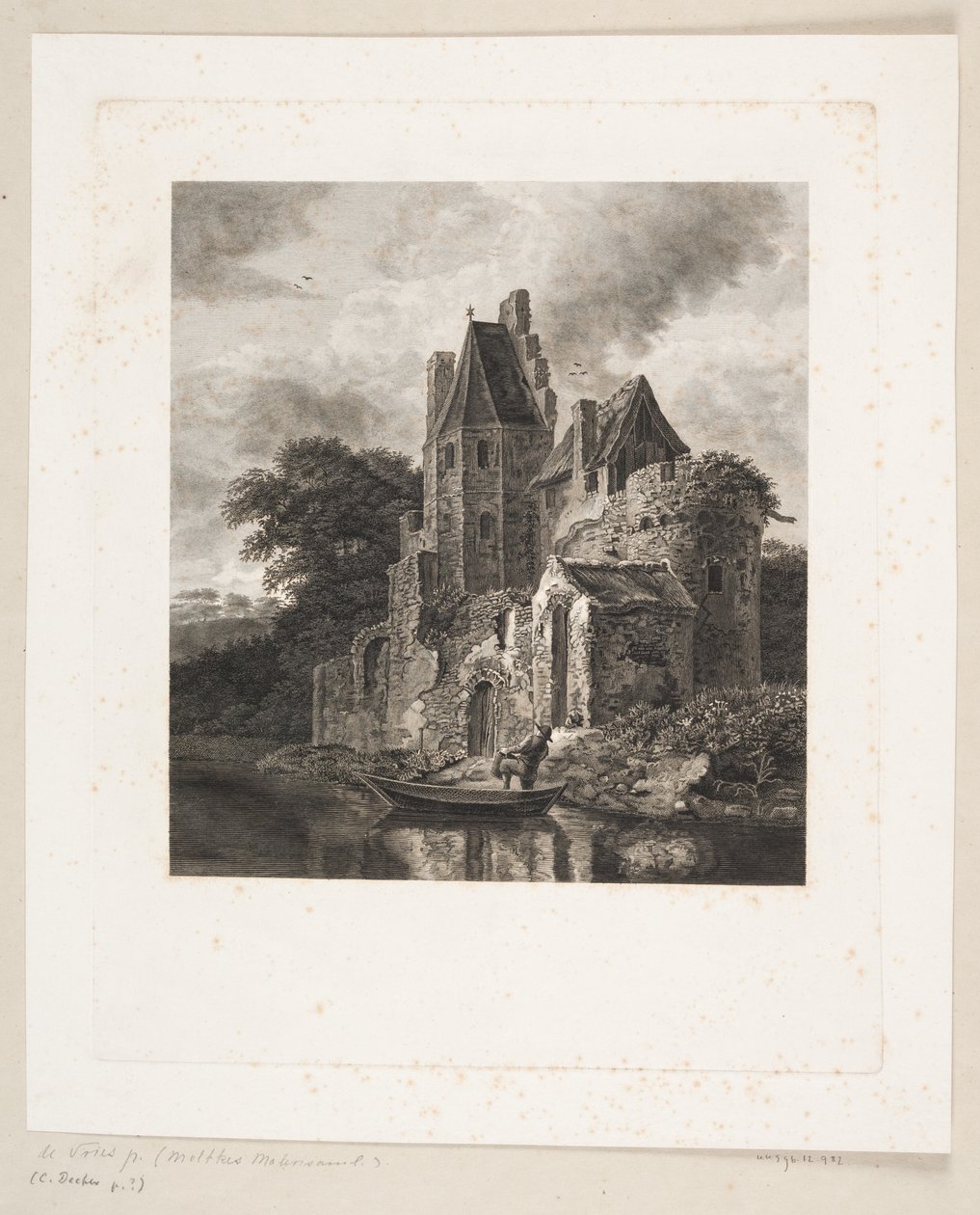 Burgruine an einem Fluss von Peter Christian Schøler