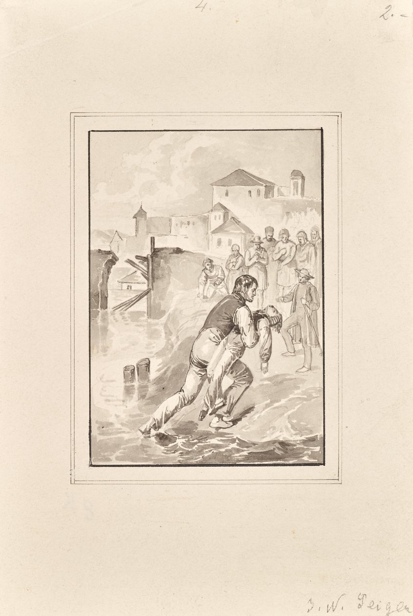 Bergung eines ertrunkenen Knaben von Peter Johann Nepomuk Geiger