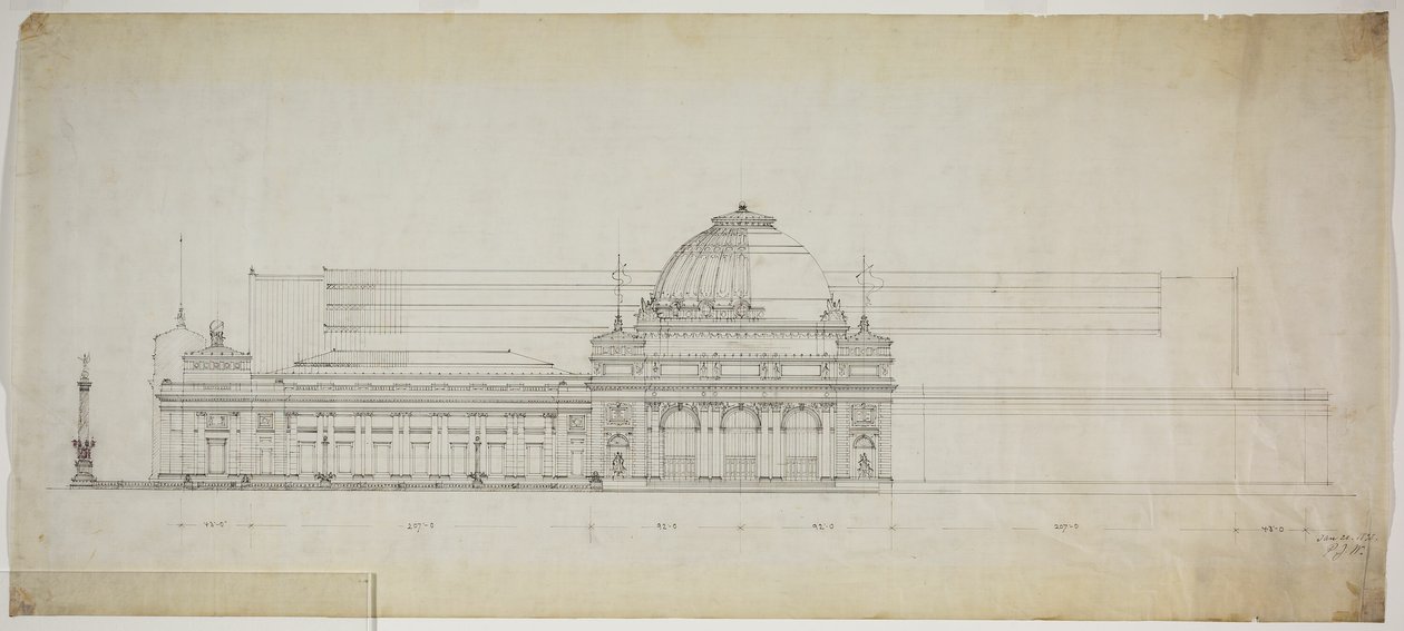 Lakefront Ausstellungshalle, Chicago, Illinois, Elevation von Peter Joseph Weber
