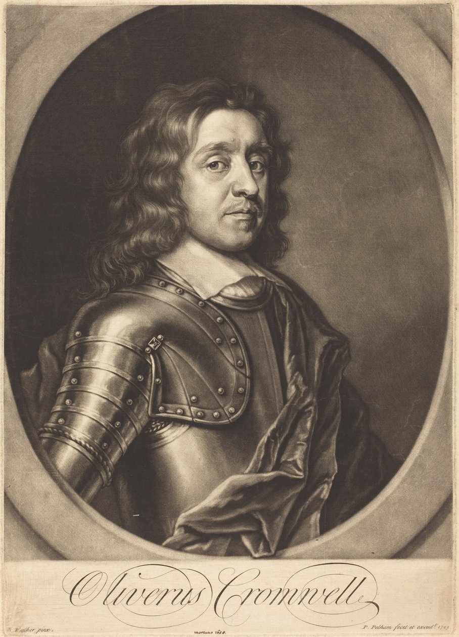 Oliver Cromwell von Peter Pelham after Robert Walker