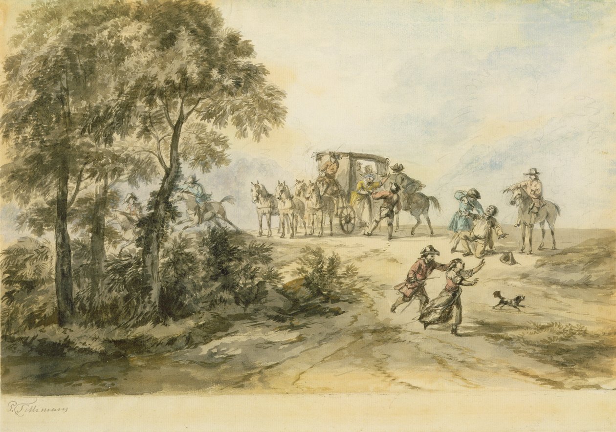 Kutsche und Straßenräuber von Peter Tillemans