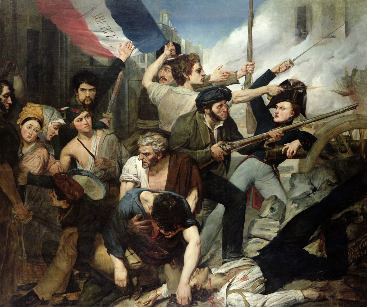 Szene der Revolution von 1830 von Philibert Rouviere