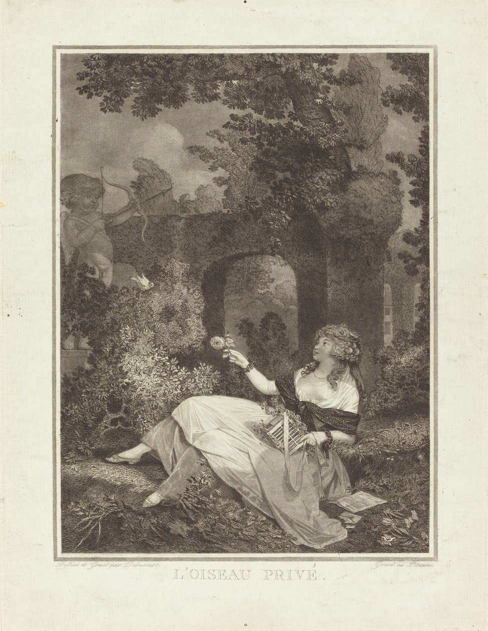 Der gefangene Vogel von Philibert Louis Debucourt