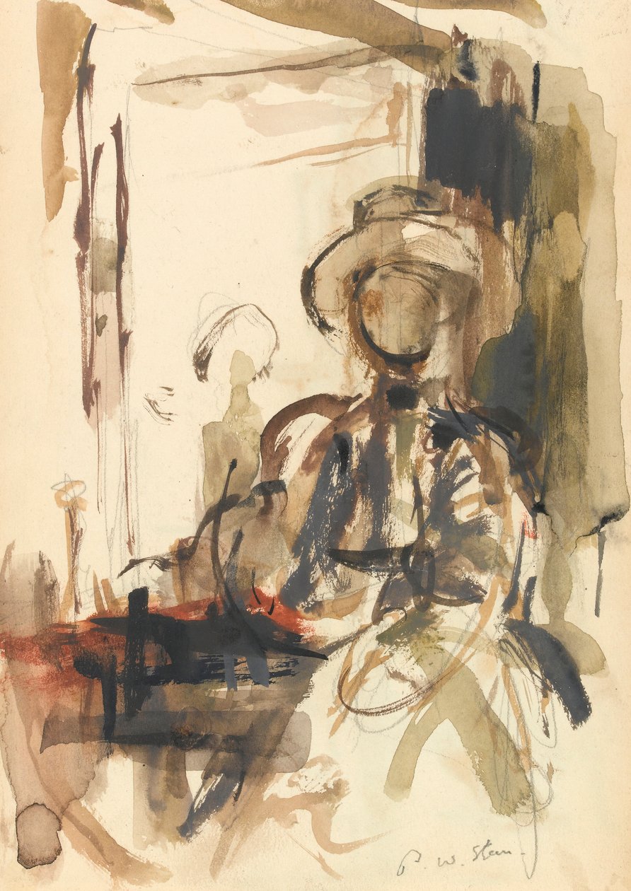 Sitzende Figur: Frau sitzend, mit Hut von Philip Wilson Steer