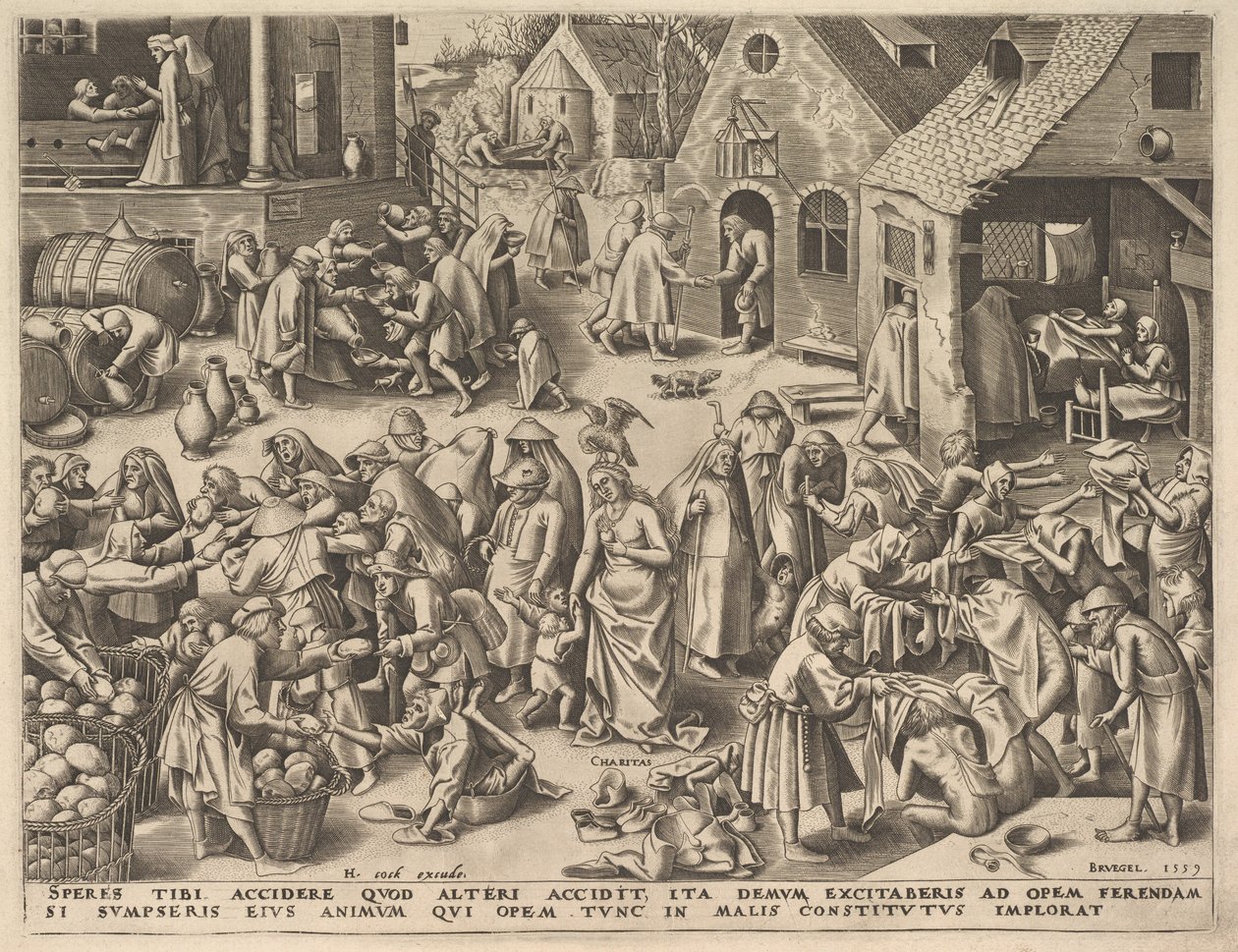 Nächstenliebe (Charitas) aus Die Tugenden, 1559 von Philip Galle
