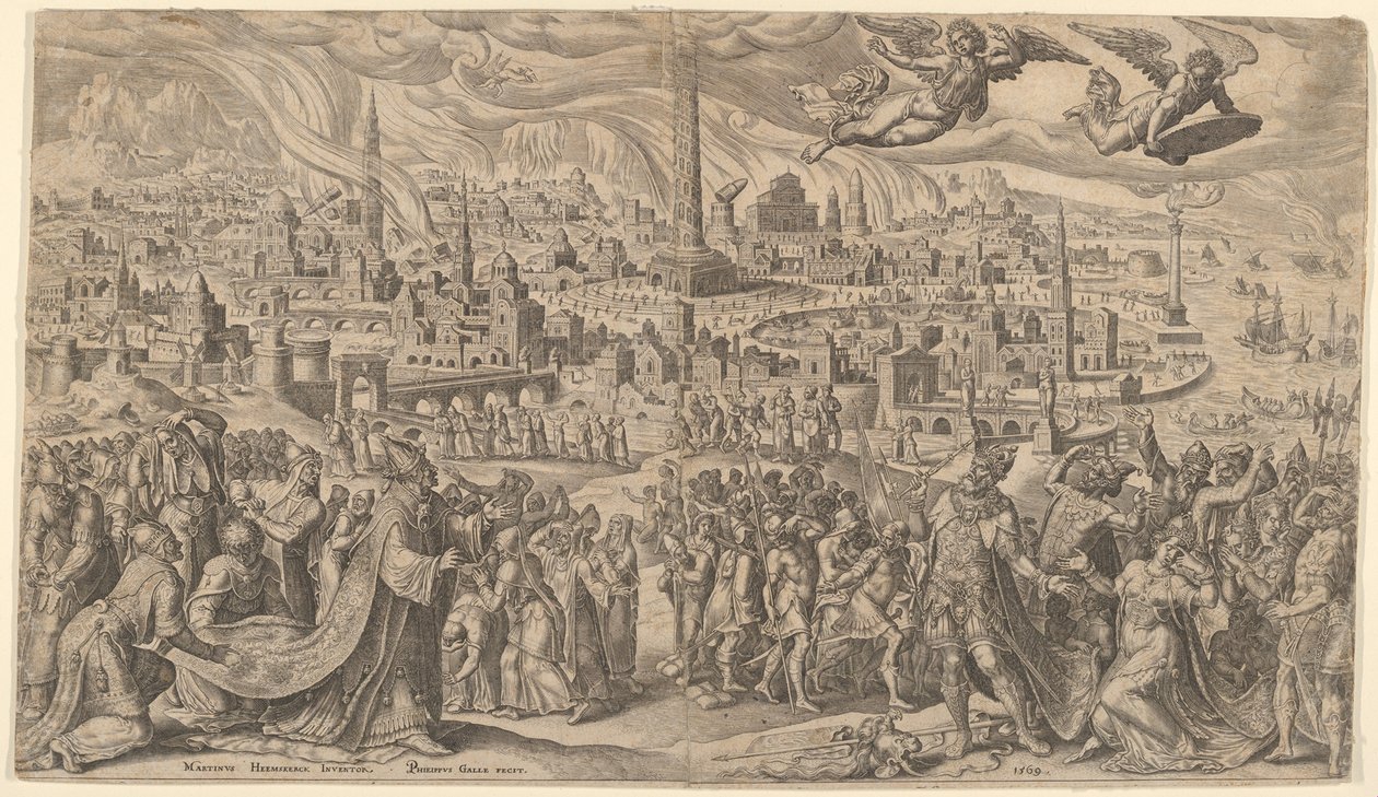 Der Fall Babylons, 1569 von Philip Galle