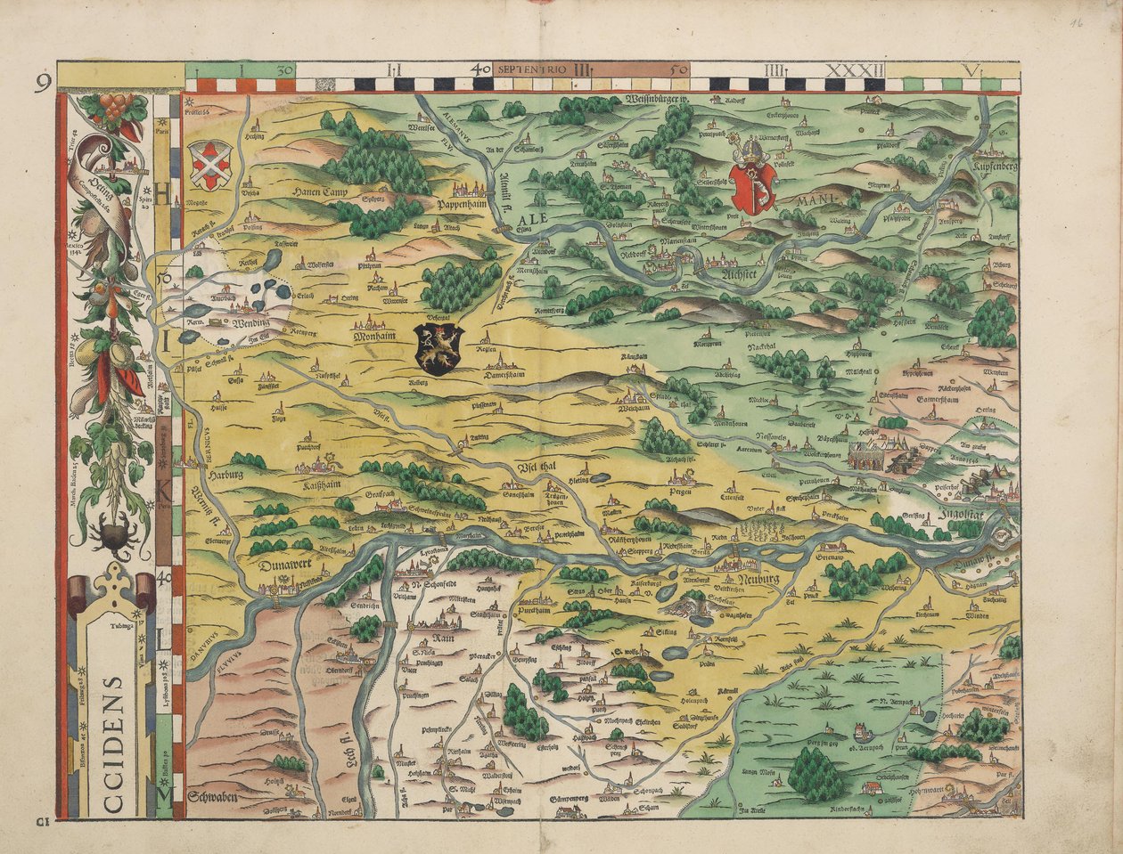 Bairische Landtafeln von 1568 (Tafel 9) von Philipp Apian