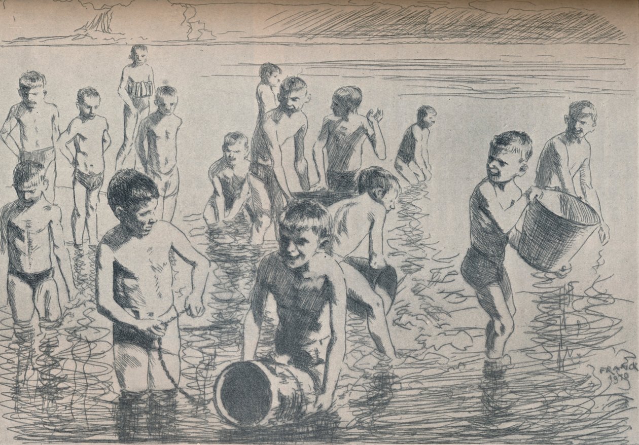 Jungen beim Baden, um 1911 von Philipp Franck