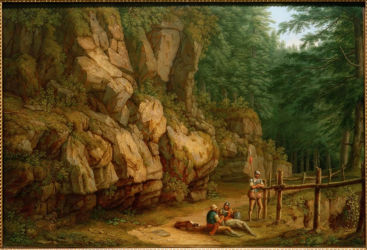 Hackert, Felsenlandschaft mit Soldaten (Masso del Diavolo) von Philipp Hackert