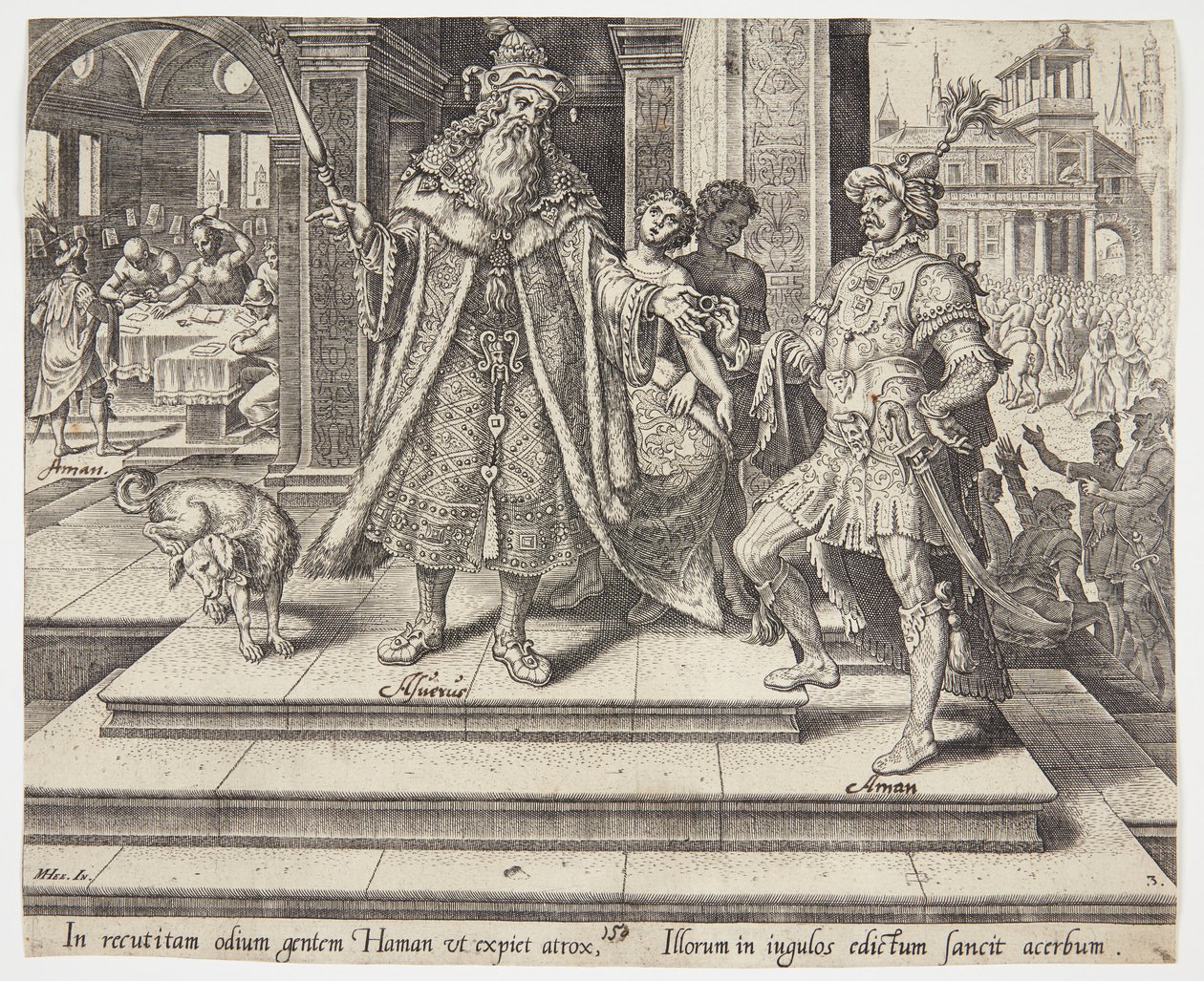Ahasverus beauftragt die Zerstörung des jüdischen Volkes von Philips Galle