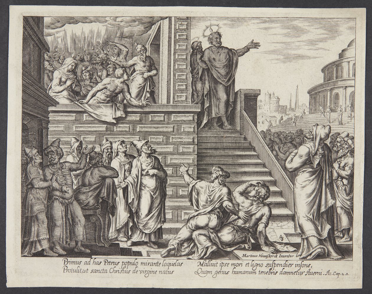 St. Peter predigt in Jerusalem von Philips Galle