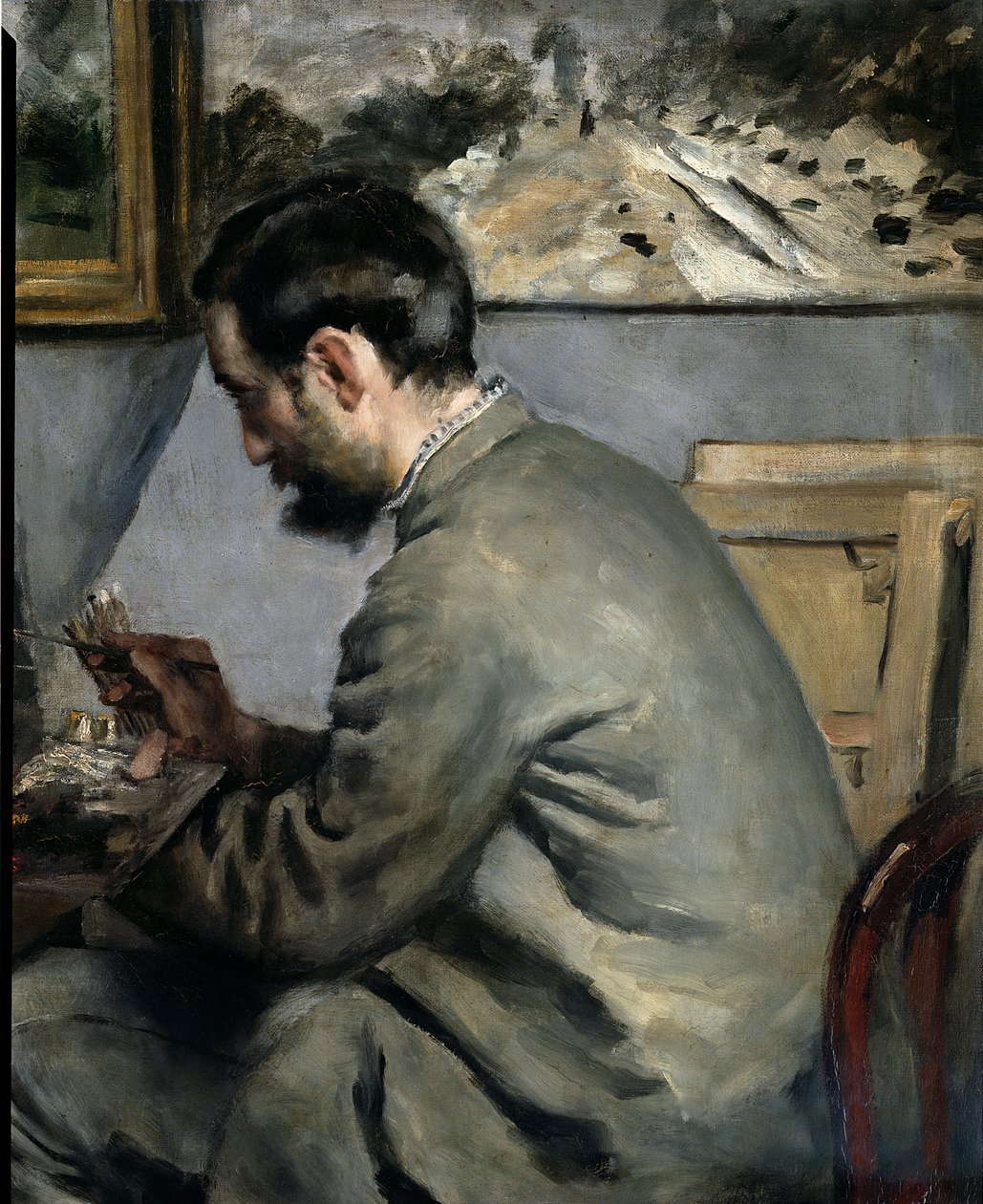 Frederick Bazille an seiner Staffelei, 1867 (Detail) von Pierre Auguste Renoir