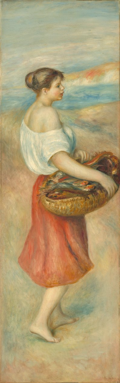 Mädchen mit einem Korb Fische von Pierre Auguste Renoir