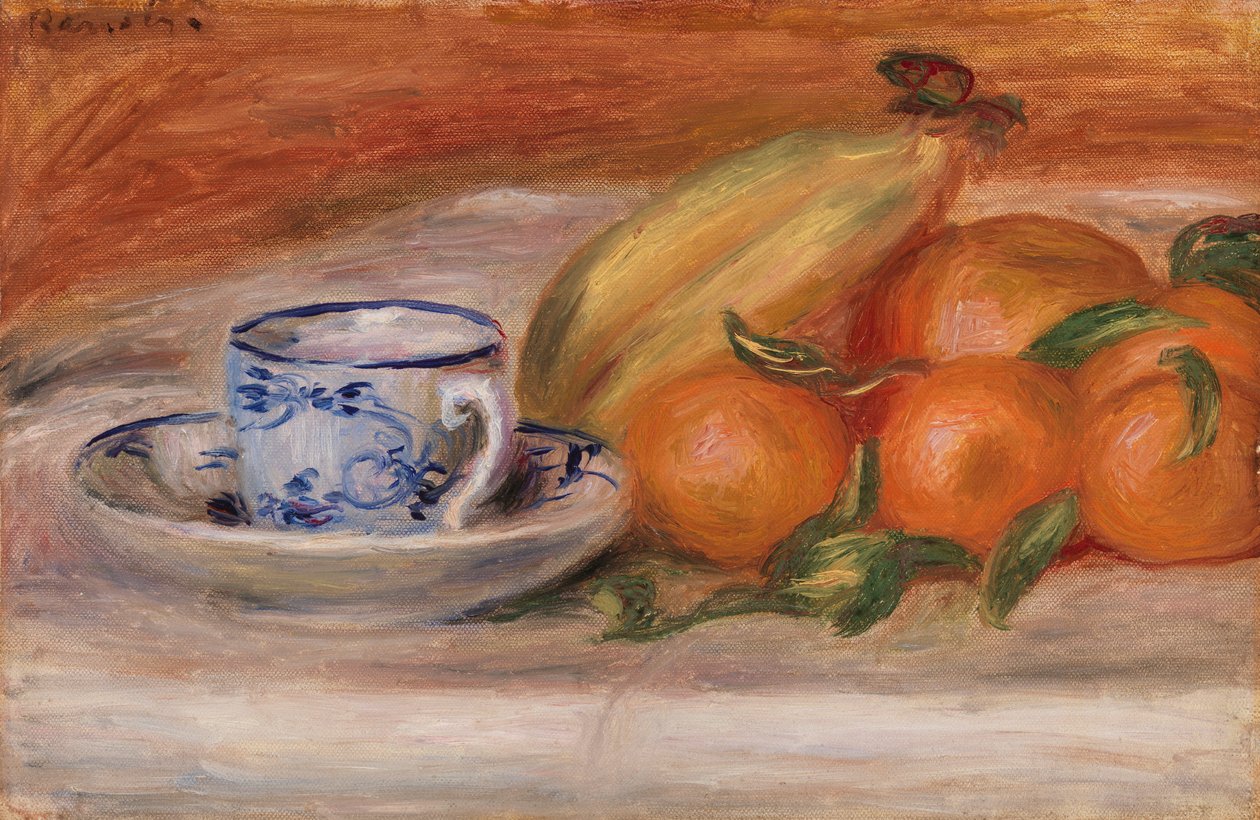 Orangen, Bananen und Teetasse von Pierre Auguste Renoir