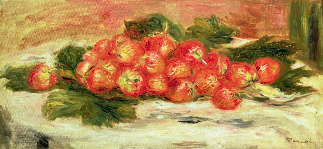 Erdbeeren auf einem weißen Tischtuch von Pierre Auguste Renoir