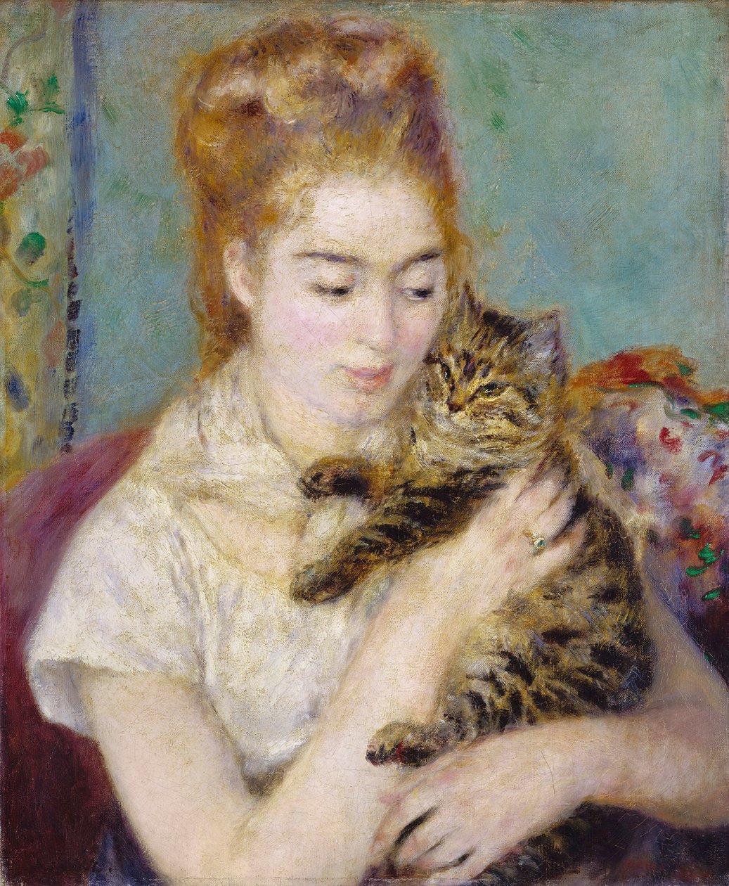 Frau mit einer Katze von Pierre Auguste Renoir
