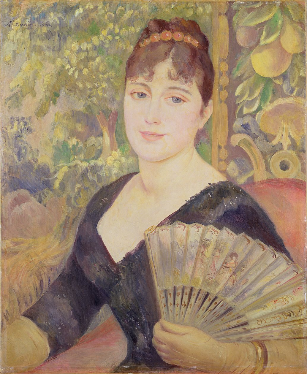 Frau mit einem Fächer, 1886 von Pierre Auguste Renoir