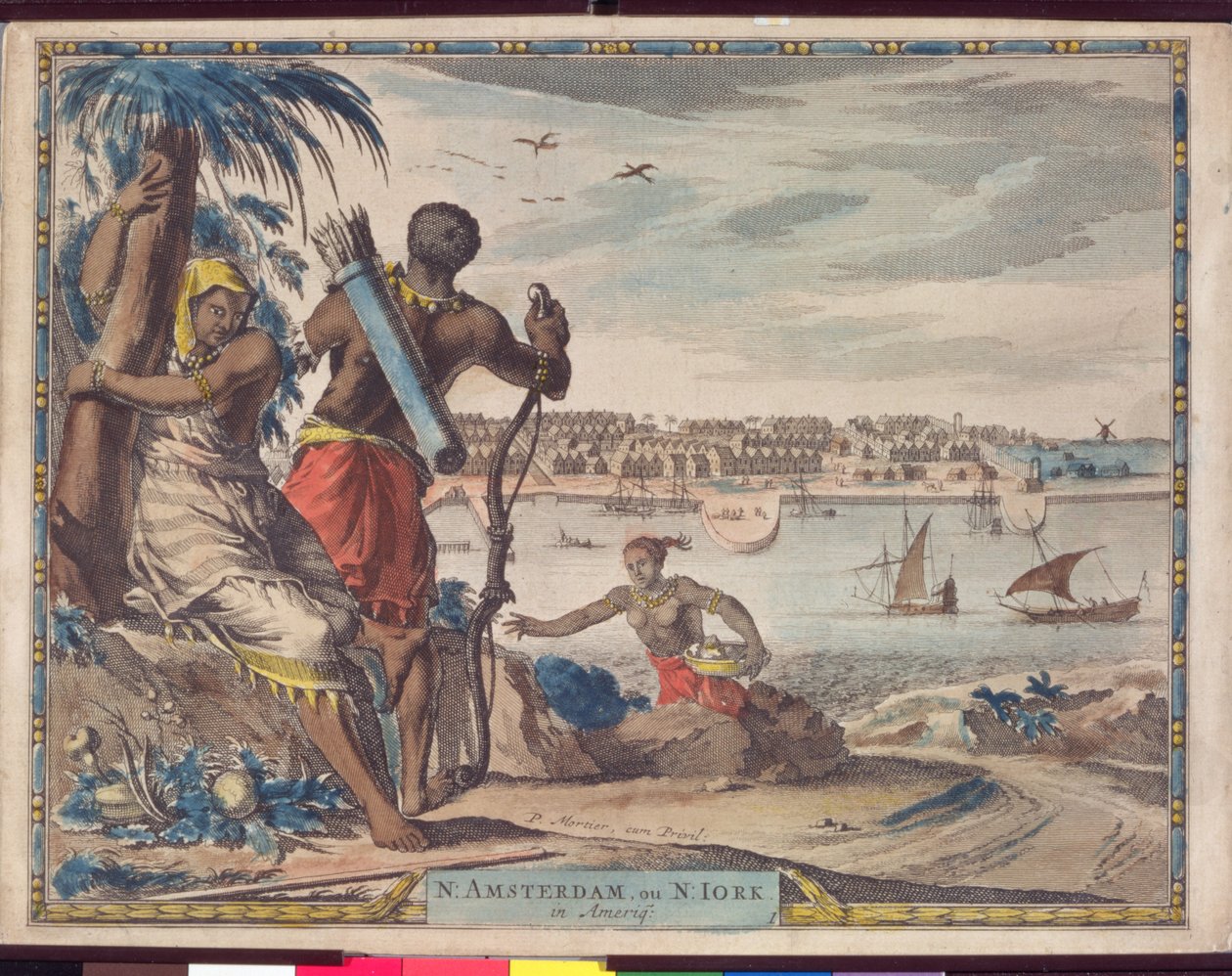 Neu Amsterdam oder New York in Amerika, ca. 1700 von Pierre Mortier