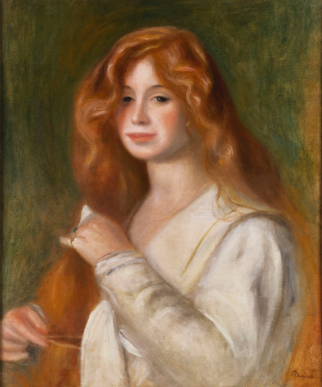 Mädchen kämmt ihr Haar von Pierre Auguste Renoir