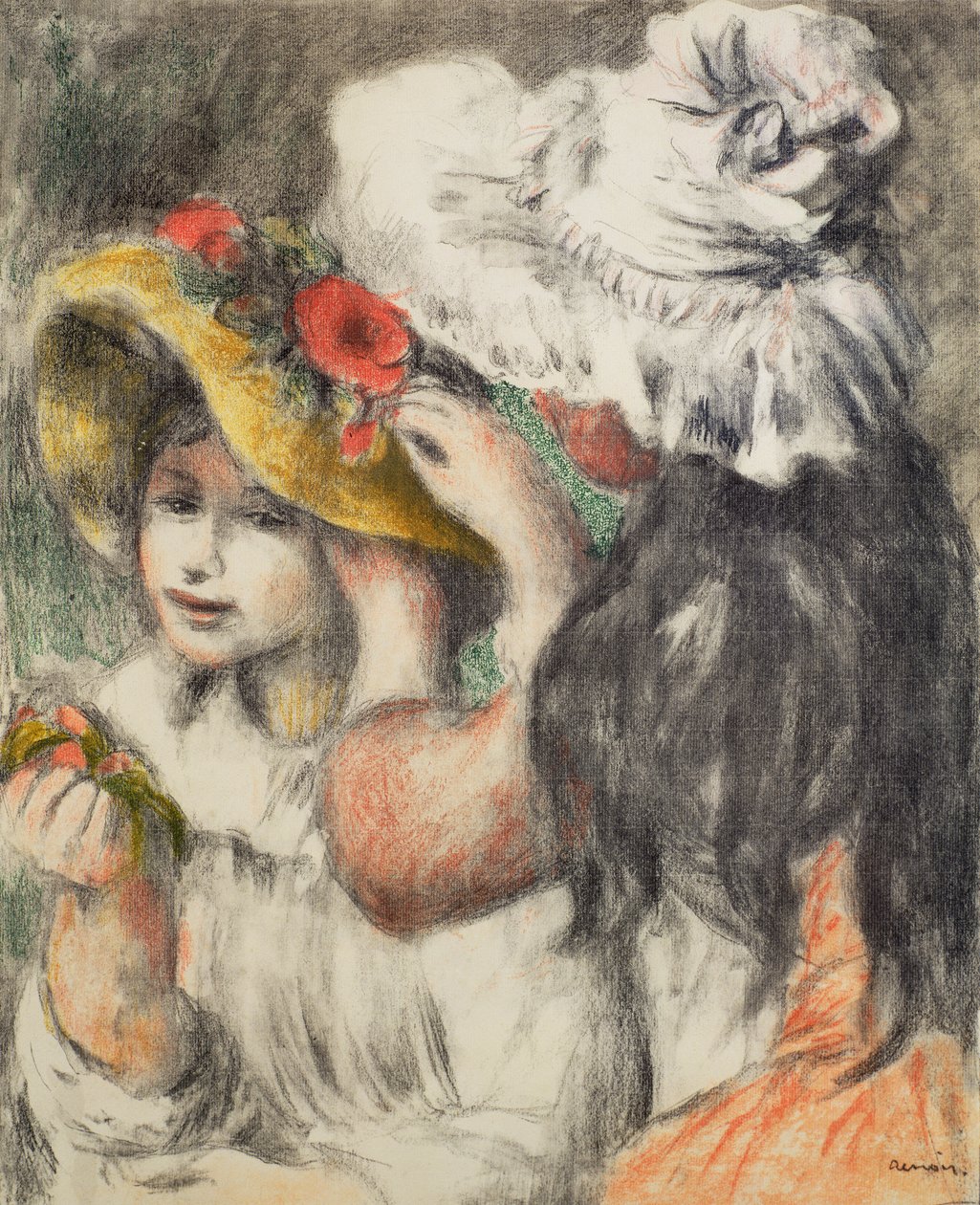 Den Hut befestigen, 1898 von Pierre Auguste Renoir