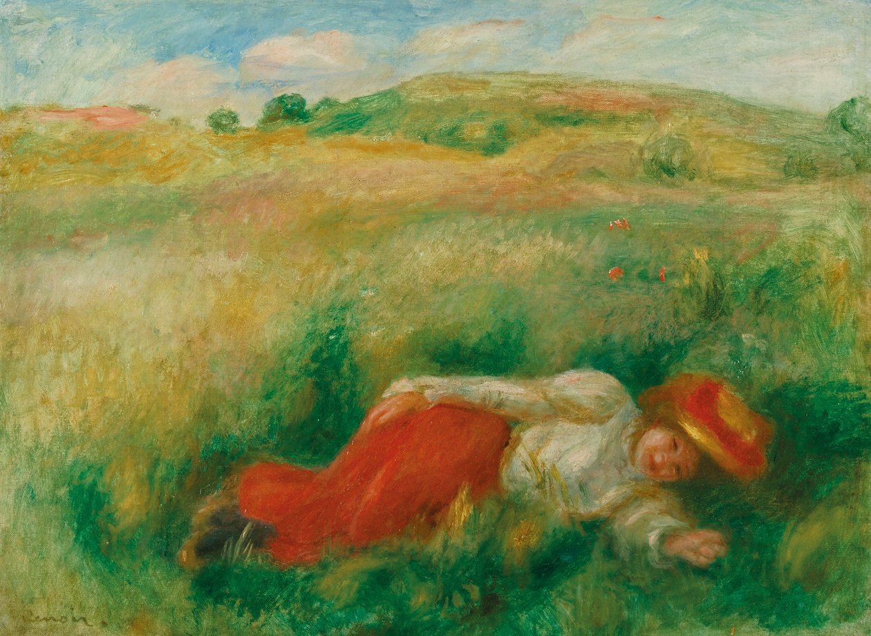 Frau im Gras sitzend von Pierre Auguste Renoir