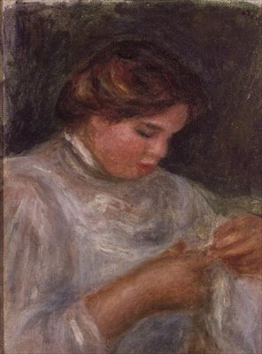 Frau mit Schere von Pierre Auguste Renoir