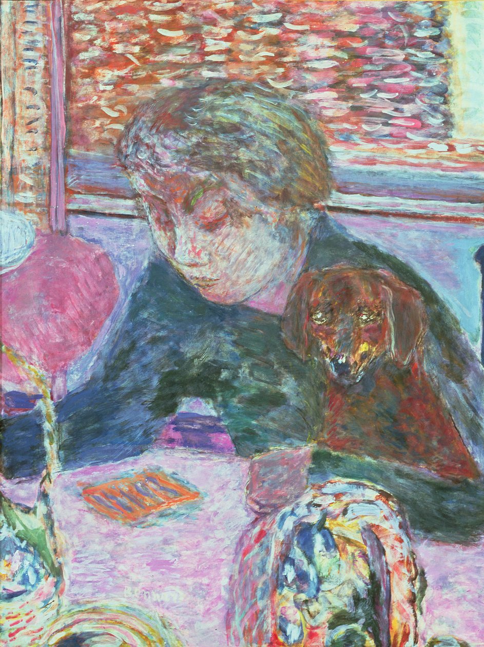 Porträt mit einem Hund, 1940 von Pierre Bonnard