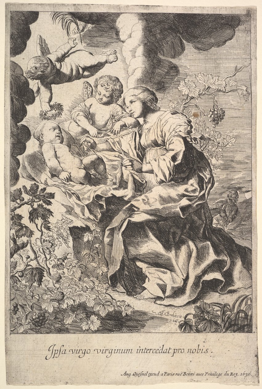 Jungfrau und Kind mit Engeln, 1636 von Pierre Brebiette
