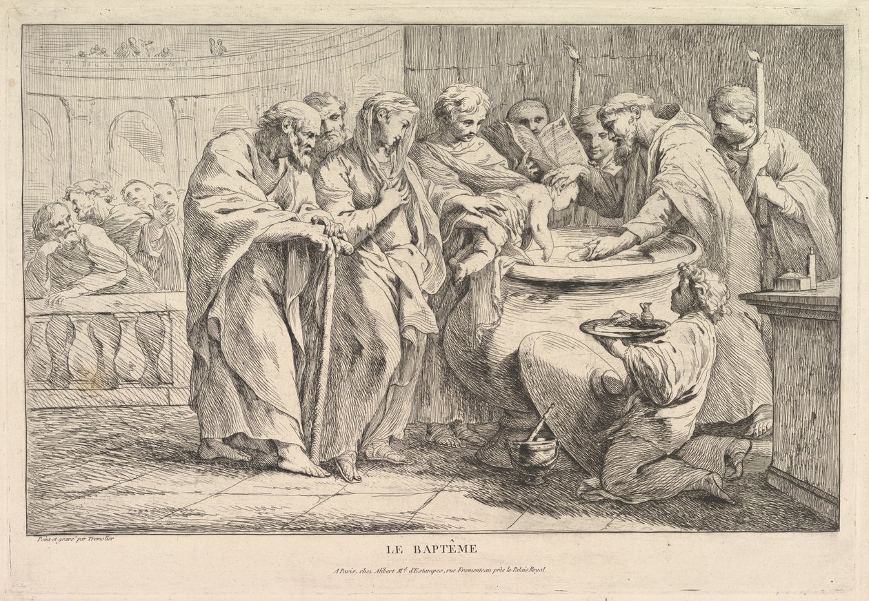 Die Taufe, ca. 1734 von Pierre Charles Tremolieres