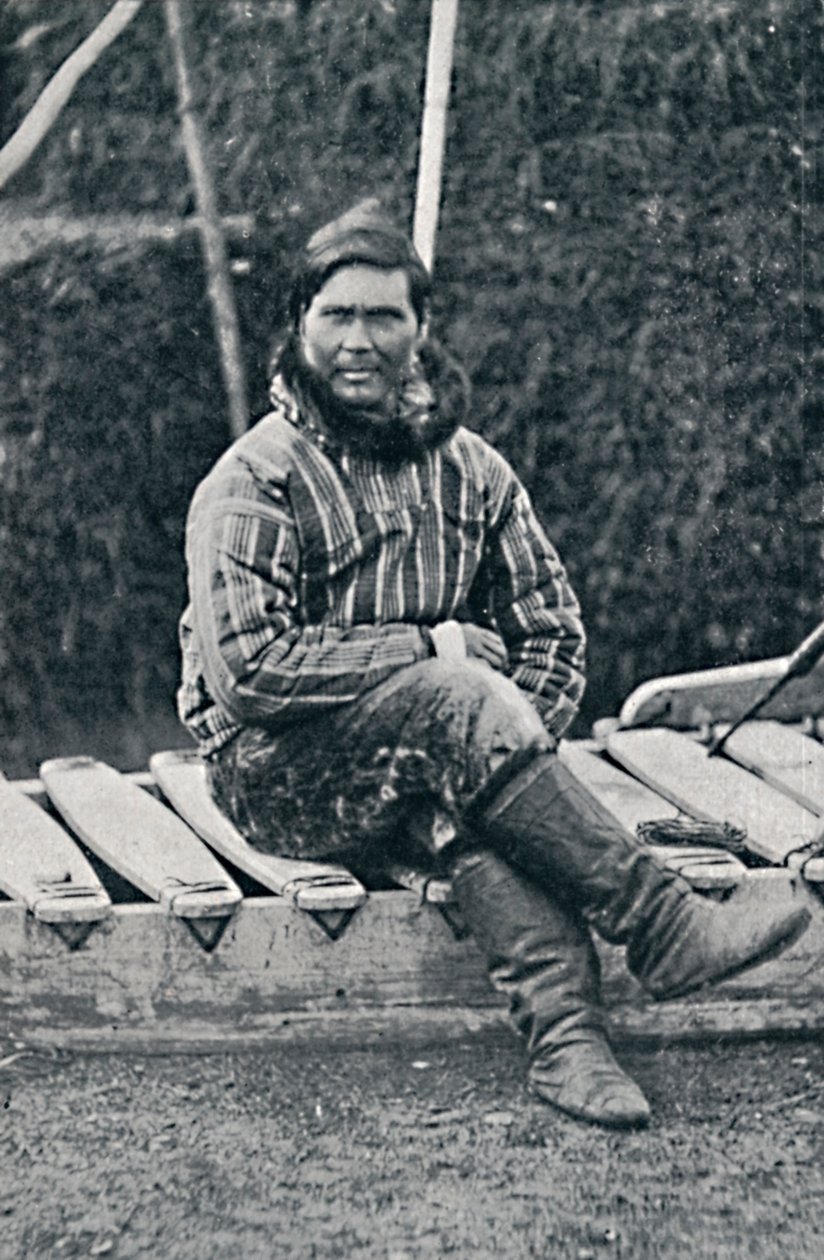 Ein Eskimo ruht auf seinem Schlitten, 1912 von Pierre Petit