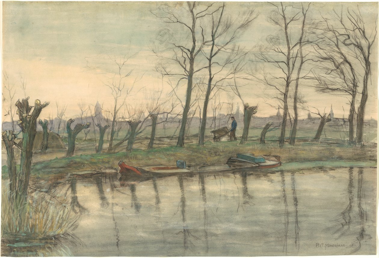 Amsterdamer Skyline vom Westen aus gesehen von Piet Mondrian
