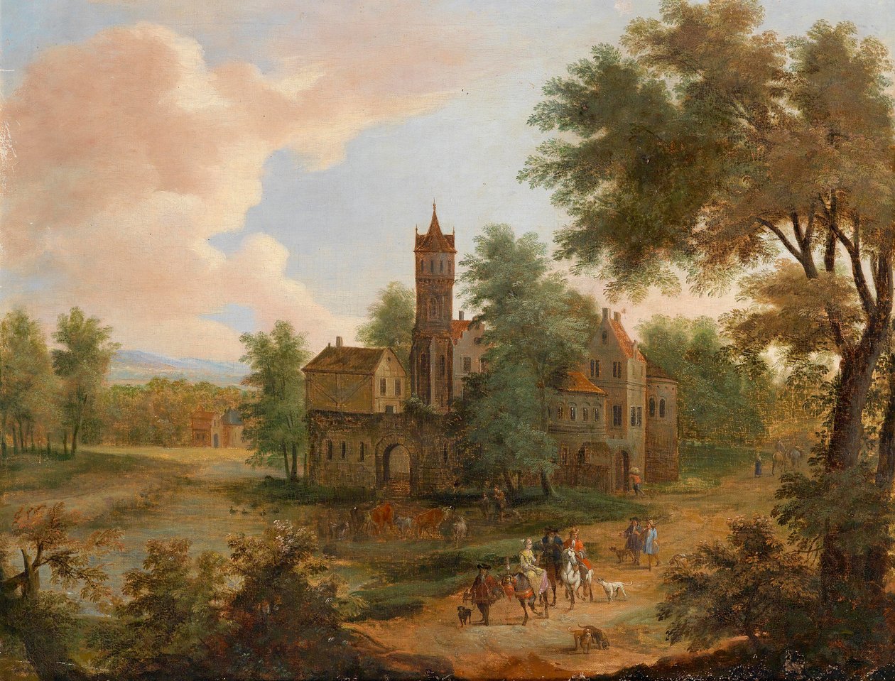 Landschaft mit einer Jagdgesellschaft von Pieter Bouts