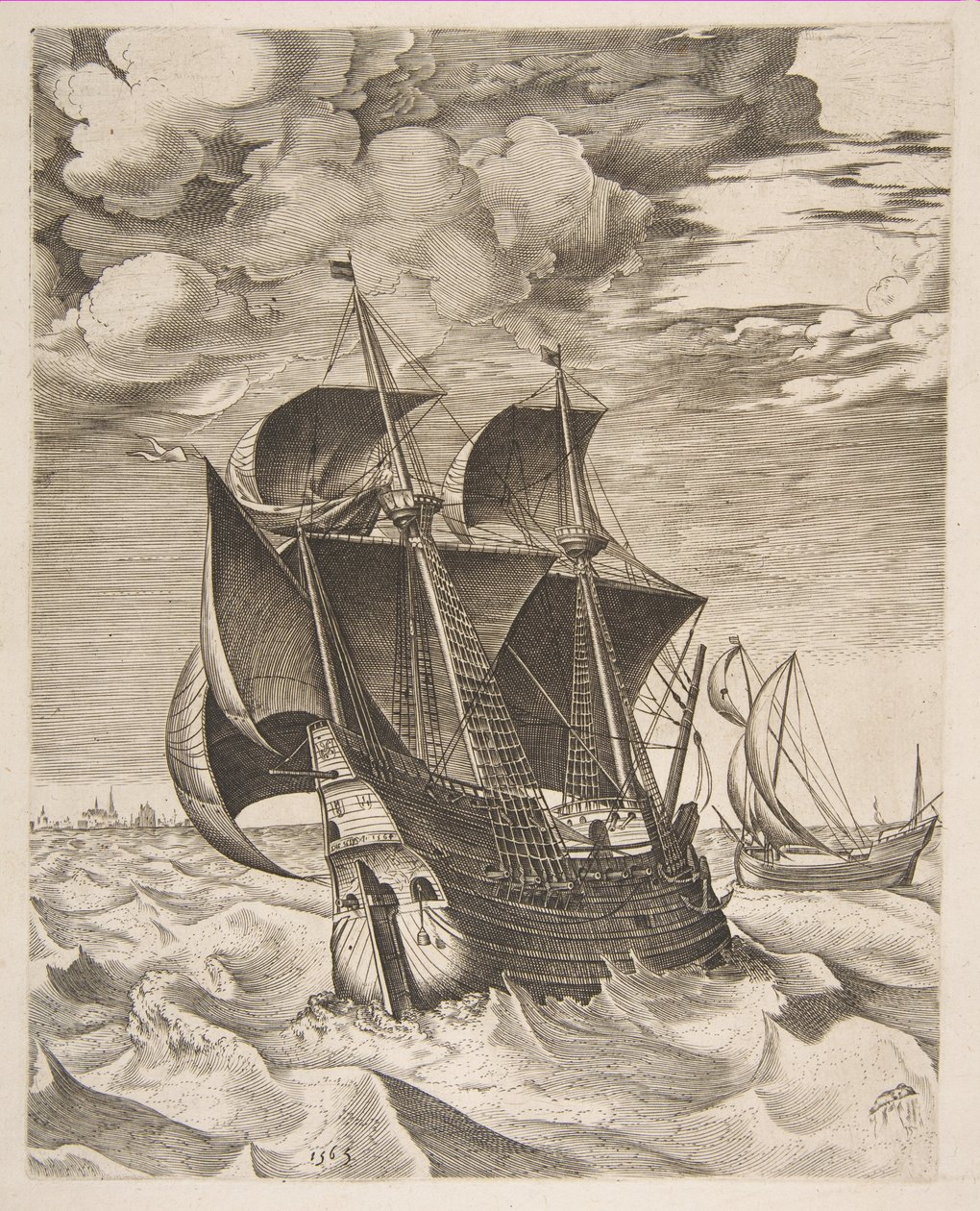 Ein niederländischer Hulk und ein Boeier von den Segelschiffen von Pieter Bruegel the Elder