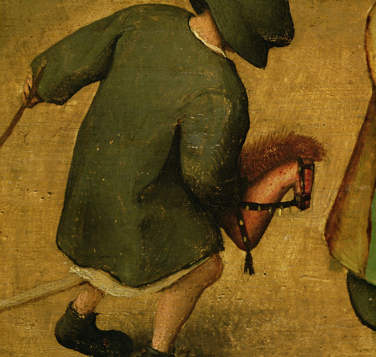 Kinderspiele, unterer Abschnitt mit einem Kind und einem Steckenpferd (Detail) von Pieter Bruegel the Elder