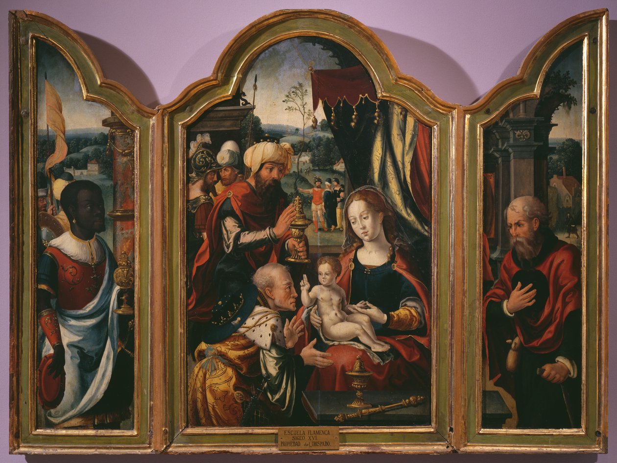 Anbetung der Heiligen Drei Könige, Epiphanie-Triptychon, ca. 1540 von Pieter Coecke van Aelst