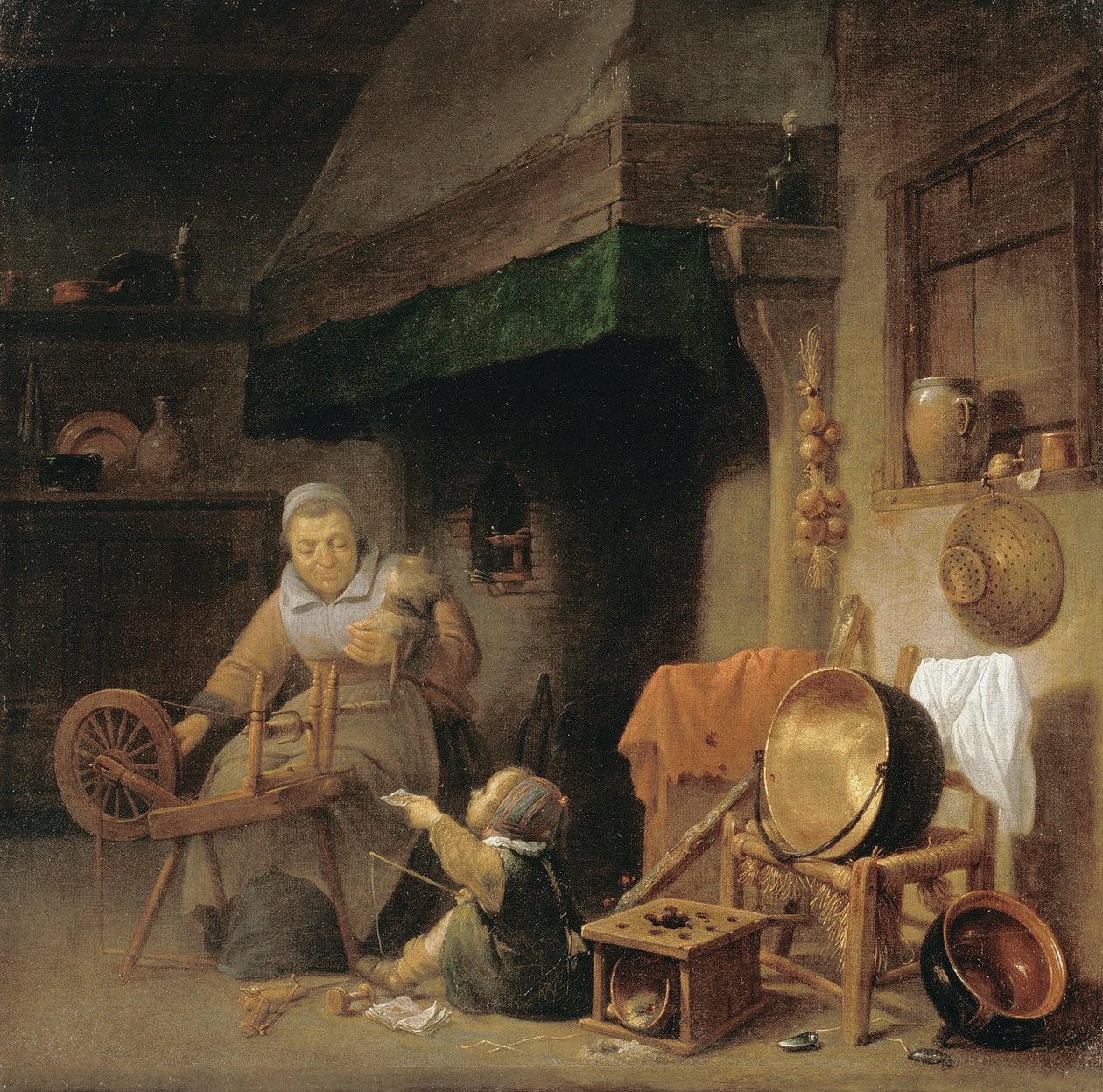 Frau beim Spinnen von Pieter de Nys