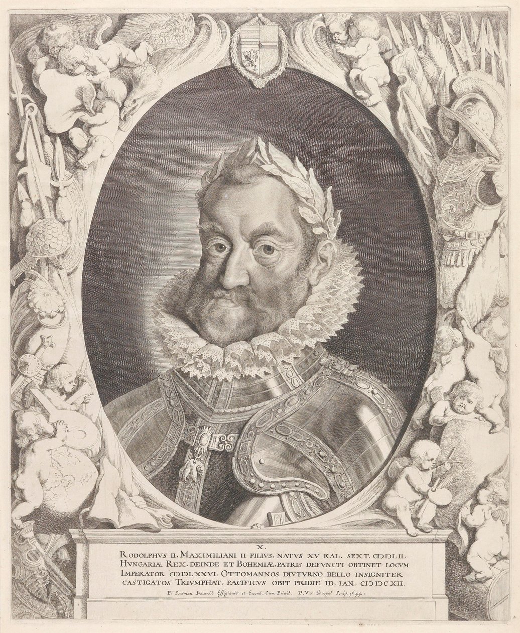 Porträt des Kaisers Rudolph II mit Lorbeerkranz von Pieter van Sompel