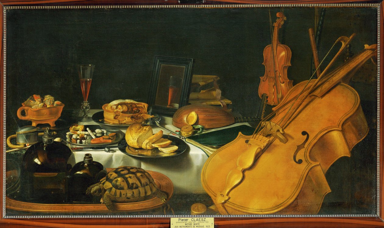 Stillleben mit Musikinstrumenten von Pieter Claesz