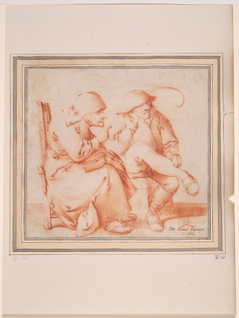 Altes Bauernpaar sitzend von Pieter Jansz. Quast