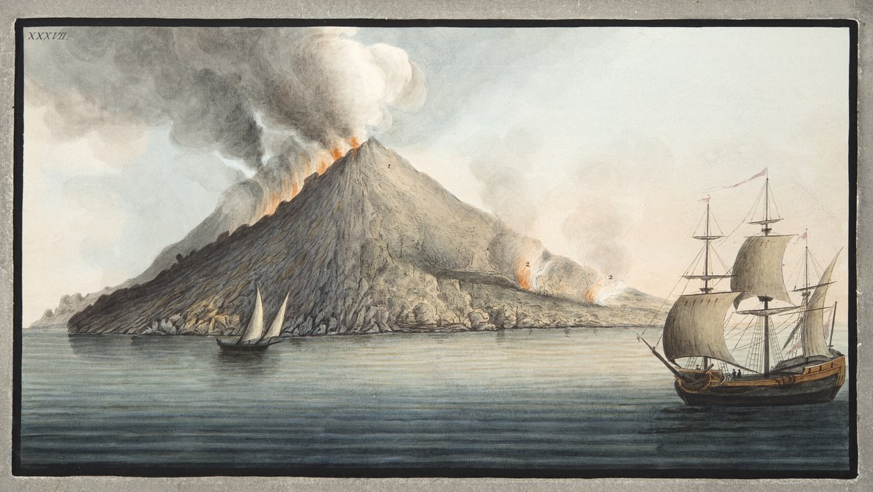 Ansicht der Insel Stromboli aufgenommen von Monsieur Fabris, Tafel XXXVII, aus 