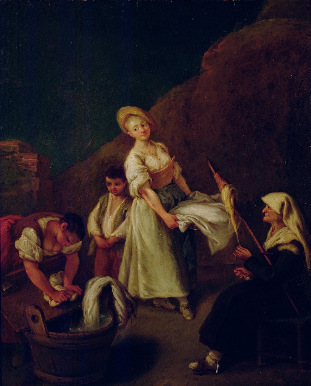 Frauen beim Waschen und Spinnen von Pietro Longhi