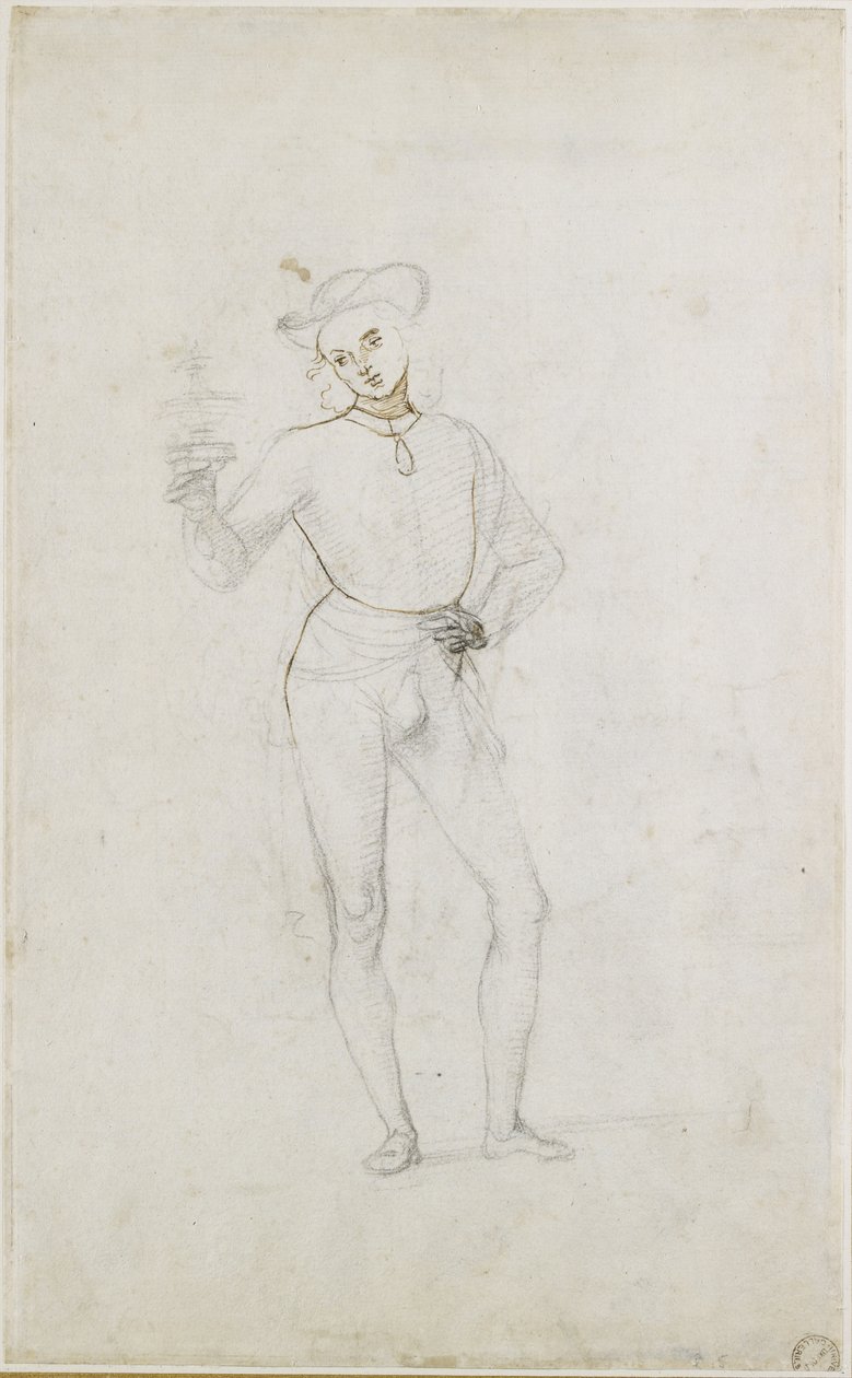 Recto: Eine Studie für eine Figur in einer Anbetung der Könige, WA1846.5 von Pietro Perugino