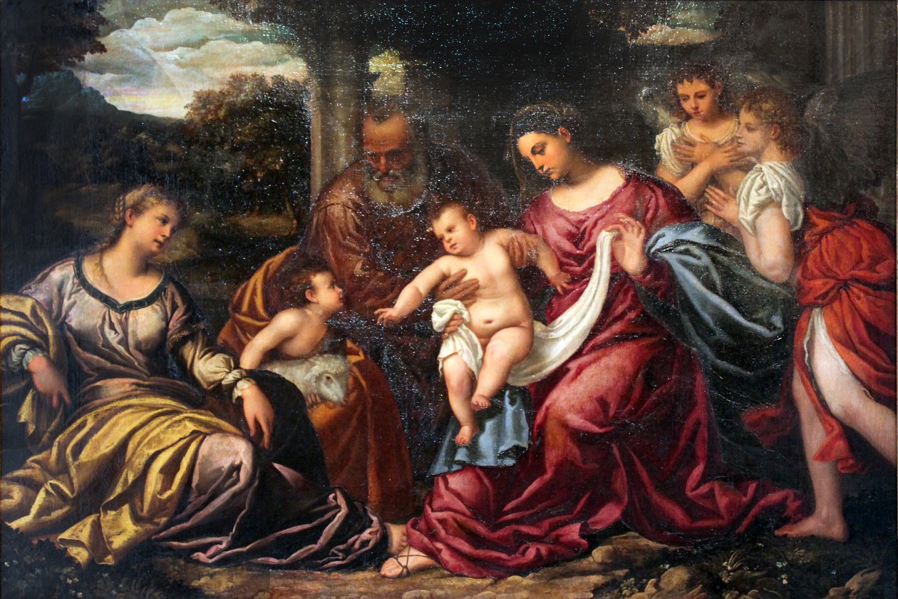 Die Heilige Familie mit der Heiligen Katharina von Alexandria und dem kleinen Johannes von Polidoro da Lanciano