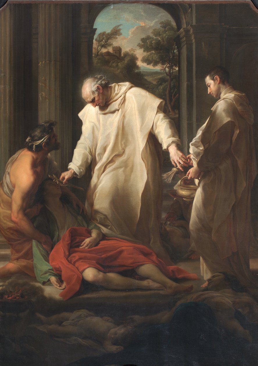 Der selige Bernardo Tolomei hilft Pestopfern, 1745 von Pompeo Girolamo Batoni