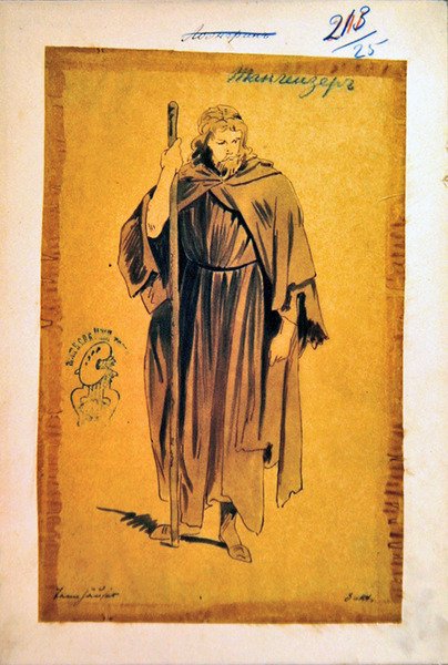 Kostümentwurf für die Rolle des Tannhäuser in der Oper Tannhäuser von Richard Wagner (1813-83) von Ponomarev Ponomarev