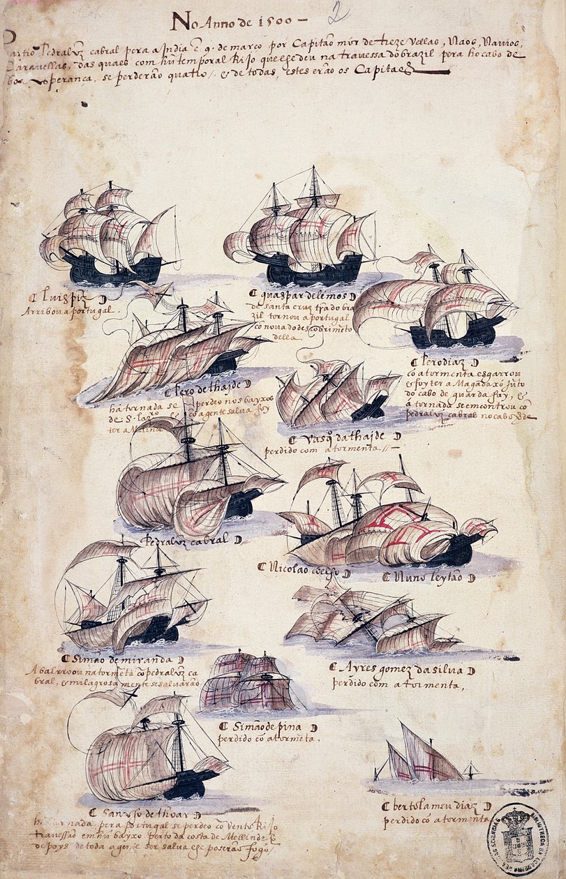 Pedro Alvares Cabral (ca. 1467-ca. 1520) kommt 1500 in Brasilien an, aus 