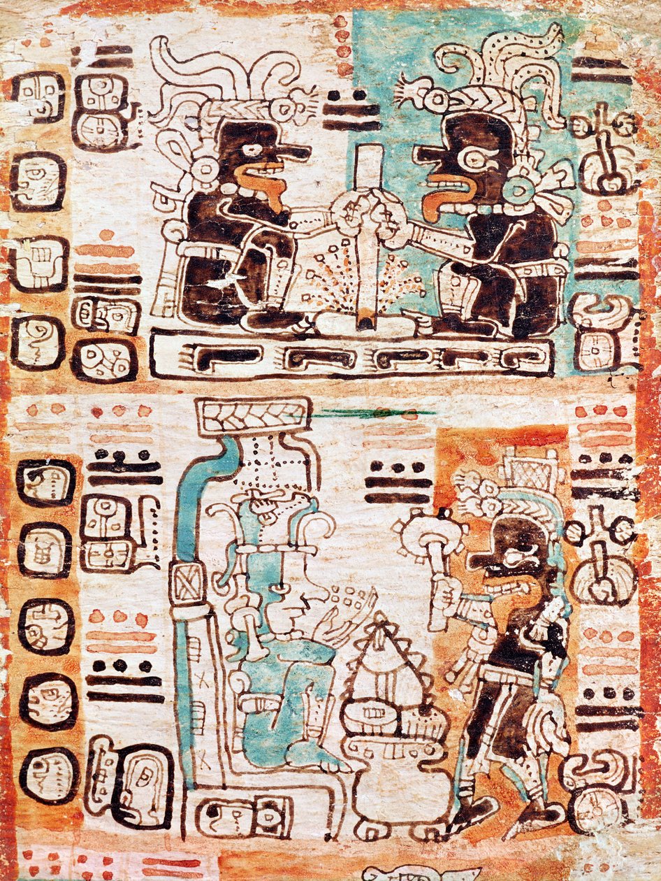 Detail aus einem Maya-Codex von Pre Columbian