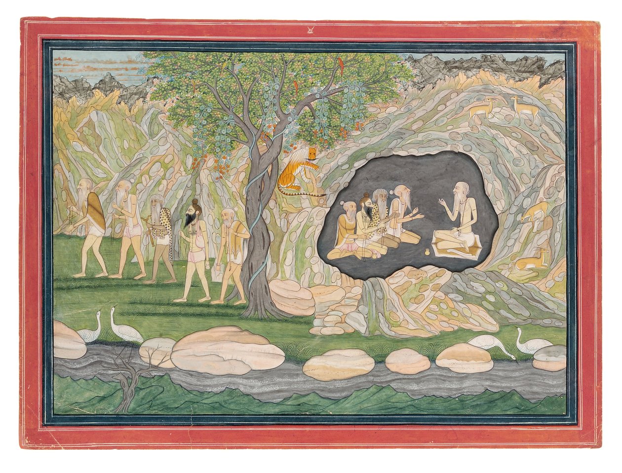 Die fünf Siddhas machen sich auf den Weg zu den Kailasha-Bergen, ca. 1820 von Purkhu