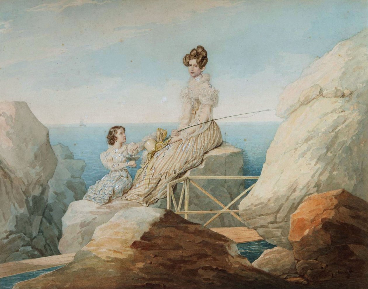 Porträt von Kaiserin Alexandra und Großfürstin Maria Nikolajewna von Pyotr Fyodorovich Sokolov