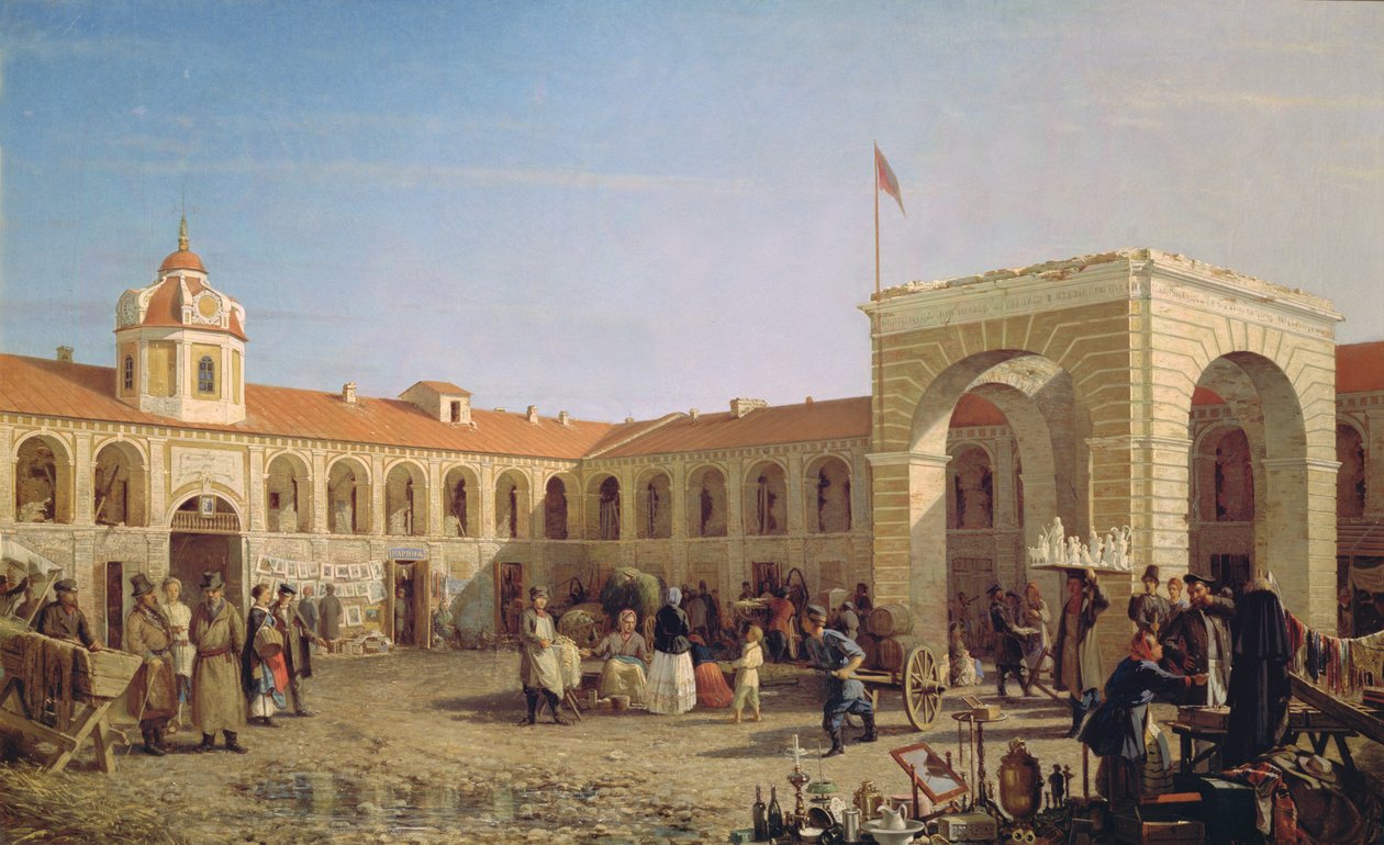 Apraksin-Markt in St. Petersburg, 1862 von Pjotr ​​​​Petrowitsch Wereschtschagin